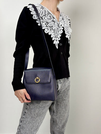 CELINE Gancini Shoulder bag Navy Vintage hf7v5f