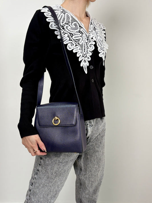 CELINE Gancini Shoulder bag Navy Vintage hf7v5f