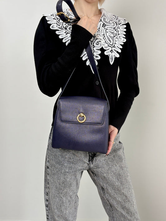 CELINE Gancini Shoulder bag Navy Vintage hf7v5f