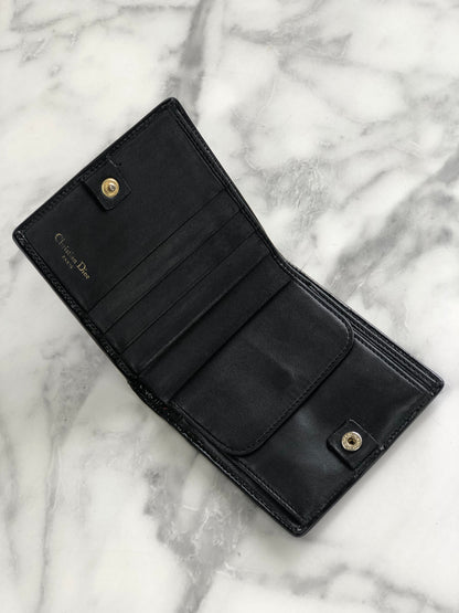 Christian Dior Wallet Patent leather Cannage Black n8nbaj