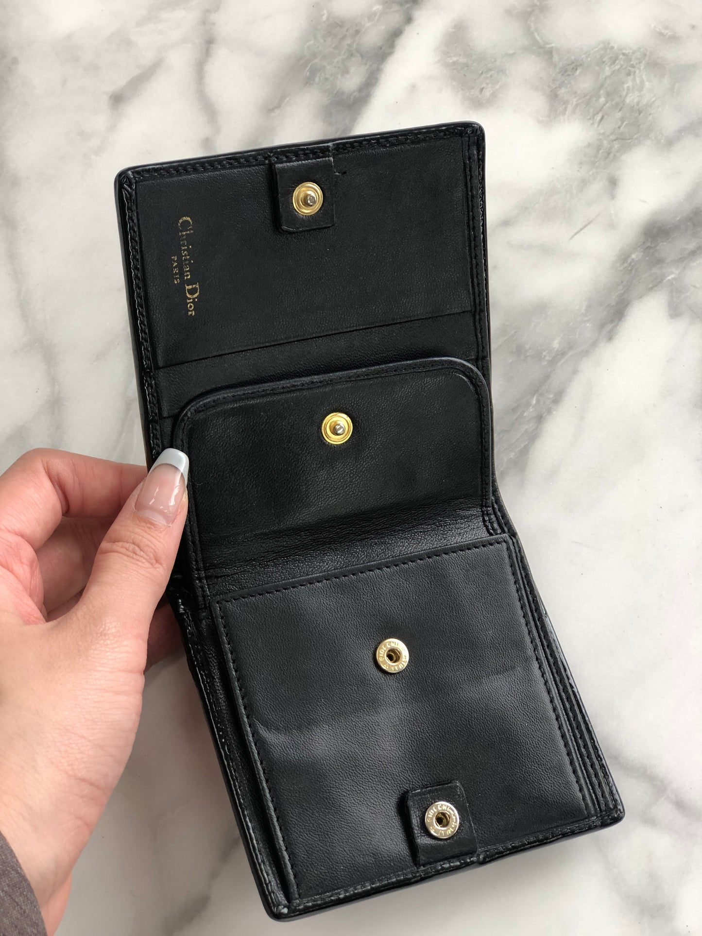 Christian Dior Wallet Patent leather Cannage Black n8nbaj