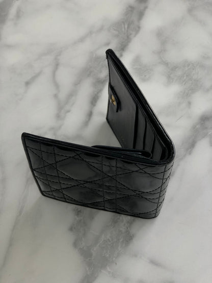 Christian Dior Wallet Patent leather Cannage Black n8nbaj