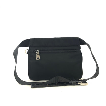PRADA Triangle logo Nylon Waist bag Black Vintage sh566s