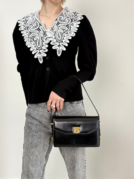 CELINE Gancini Shoulder bag Black Vintage gssz7x