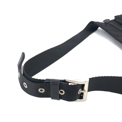 PRADA Triangle logo Nylon Waist bag Black Vintage sh566s