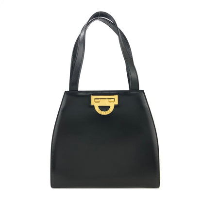 CELINE Gancini Leather Shoulder bag Black Vintage Old Celine 2shse6
