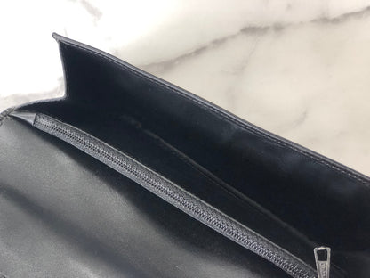 CELINE Macadam Blason embossed long wallet purse Black Vintage Old Celine az2hxs