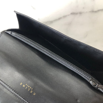 CELINE Macadam Blason embossed long wallet purse Black Vintage Old Celine az2hxs