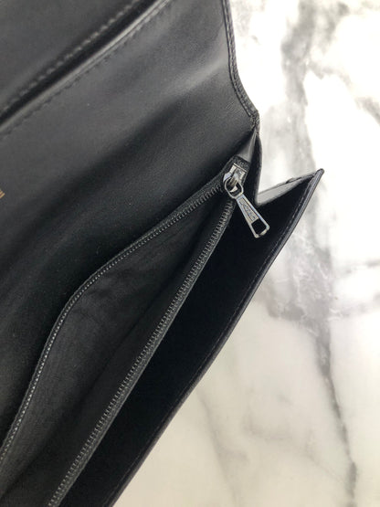 CELINE Macadam Blason embossed long wallet purse Black Vintage Old Celine az2hxs