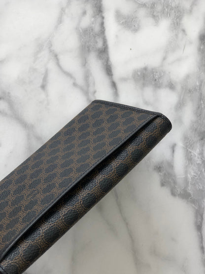 CELINE Macadam Blason embossed long wallet purse Black Vintage Old Celine az2hxs