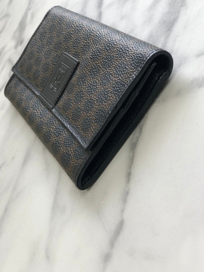 CELINE Macadam Blason embossed long wallet purse Black Vintage Old Celine az2hxs