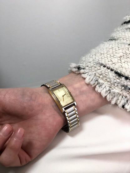 Yves Saint Laurent YSL Logo Quartz Watch Silver Vintage ccijzb