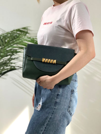 LOEWE Velazquez Clutch bag Green Vintage Old 6kxby7