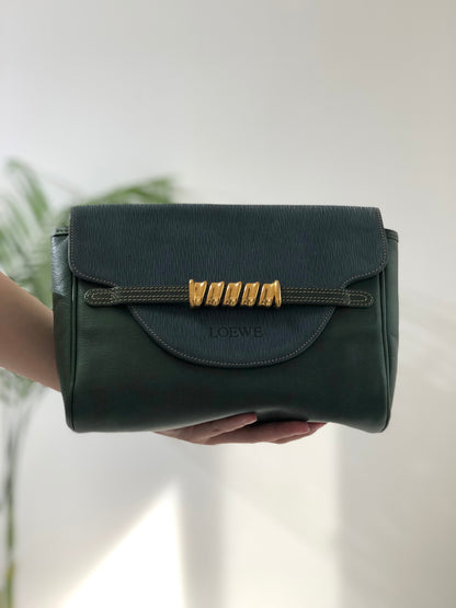 LOEWE Velazquez Clutch bag Green Vintage Old 6kxby7