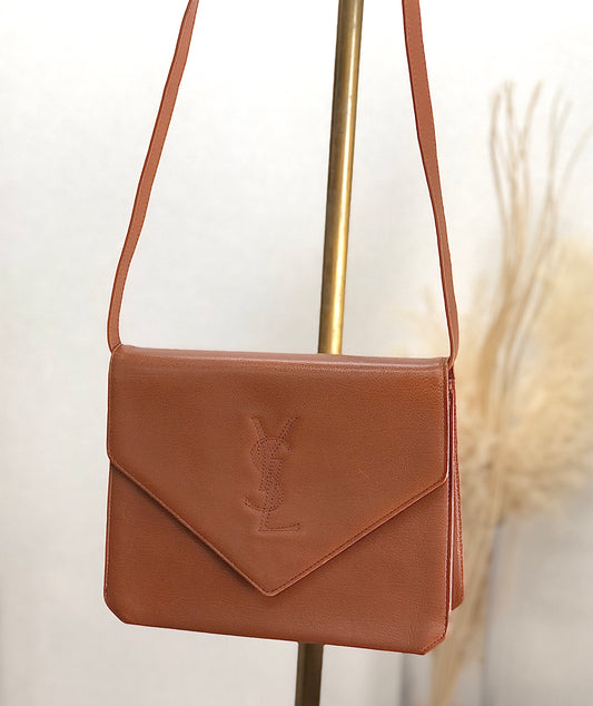 Yves Saint Laurent YSL Stitch Shoulder bag Brown Vintage fewzee