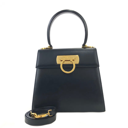 Salvatore Ferragamo Gancini Crossbody Handbag Shoulderbag Black Vintage Old e3ik8s