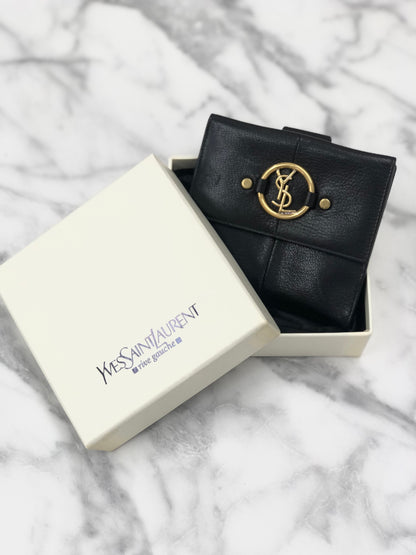 Yves Saint Laurent YSL logo Compact Wallet Black Vintage Accessory j8p247