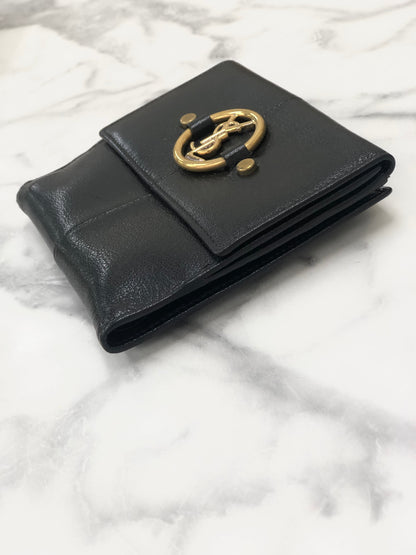 Yves Saint Laurent YSL logo Compact Wallet Black Vintage Accessory j8p247