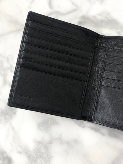 Yves Saint Laurent YSL logo Compact Wallet Black Vintage Accessory j8p247