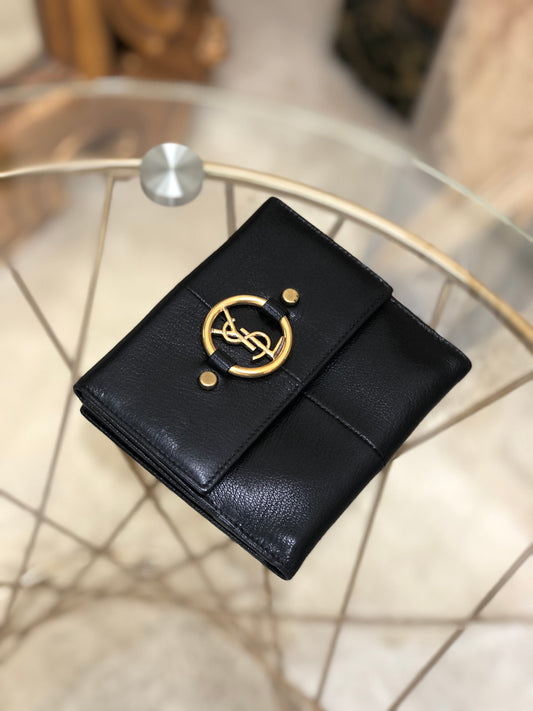 Yves Saint Laurent YSL logo Compact Wallet Black Vintage Accessory j8p247
