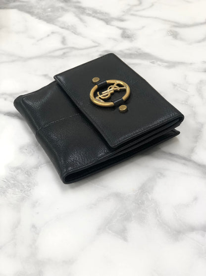 Yves Saint Laurent YSL logo Compact Wallet Black Vintage Accessory j8p247