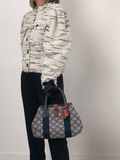 CELINE Blason Handbag Gray Vintage zrgr2s