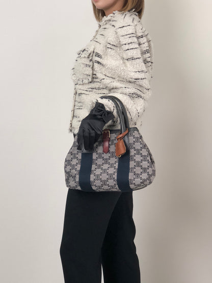 CELINE Blason Handbag Gray Vintage zrgr2s