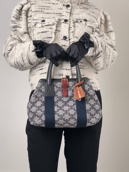 CELINE Blason Handbag Gray Vintage zrgr2s