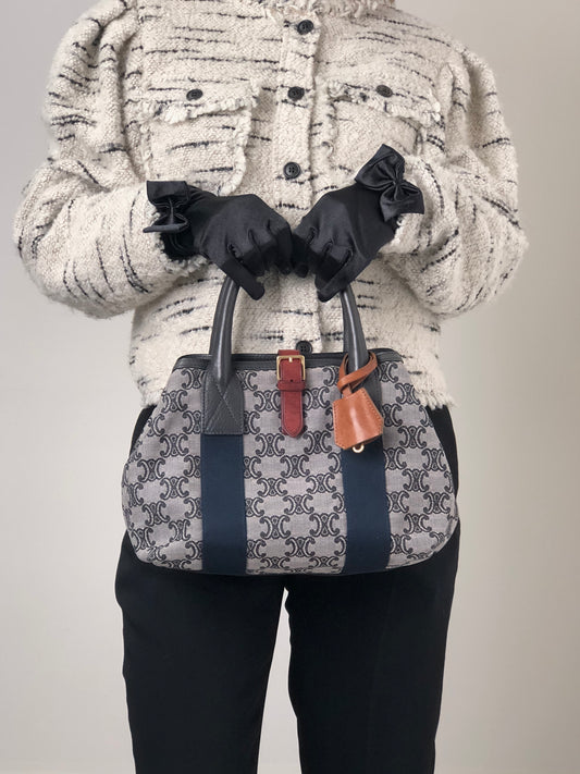 CELINE Blason Handbag Gray Vintage zrgr2s