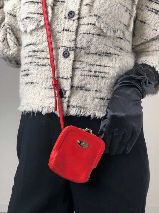 CELINE Blason Metal Clasp Small Shoulder bag Red Vintage nphuik