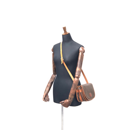 CELINE Macadam Blason Half Circle Crossbody Shoulder bag Brown vintage Old Celine x562cx