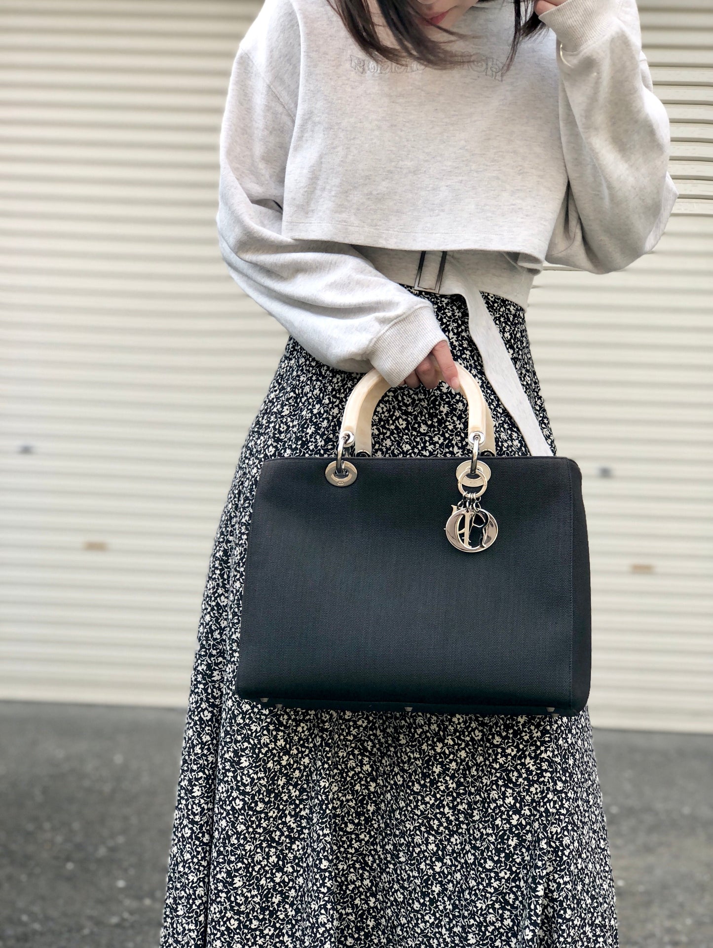 Christian Dior Lady dior Tortoiseshell handle Handbag Black Vintage Old rzcgaz