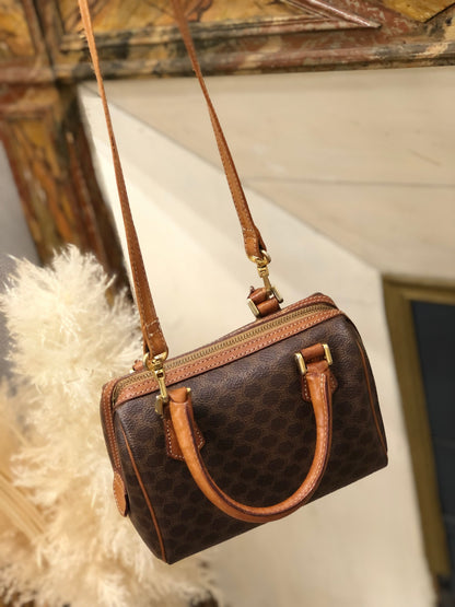 CELINE Macadam Two-way Shoulder bag Mini Boston bag Handbag Brown Vintage Old CELINE r46cdc