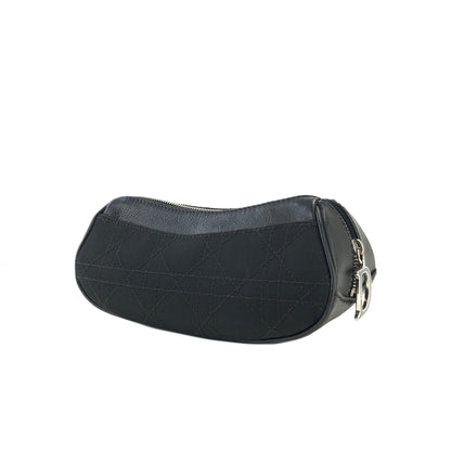 Christian Dior Cannage Charm Canvas Pouch Black Vintage Old 66dgej