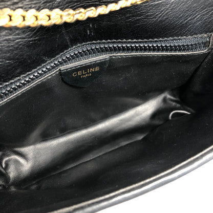 CELINE Blason Triomphe 斜紋針法單肩包 黑色 舊款 Celine 復古 4e3x2s