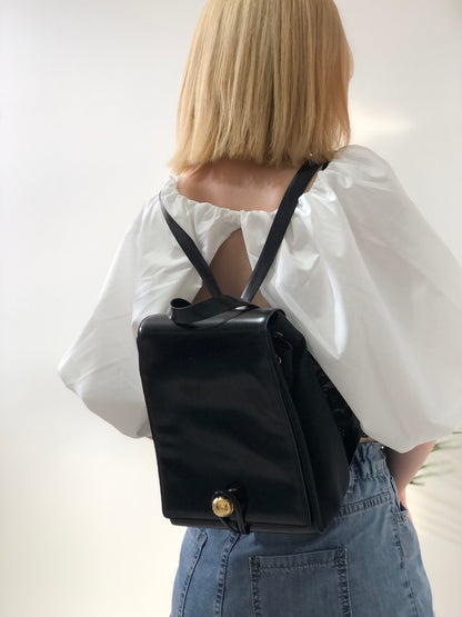 CELINE Starball Patent leather Backpack Black Vintage Old Celine 8m7gig