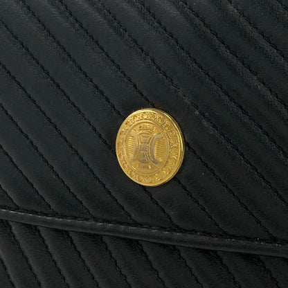 CELINE Blason Triomphe 斜紋針法單肩包 黑色 舊款 Celine 復古 4e3x2s