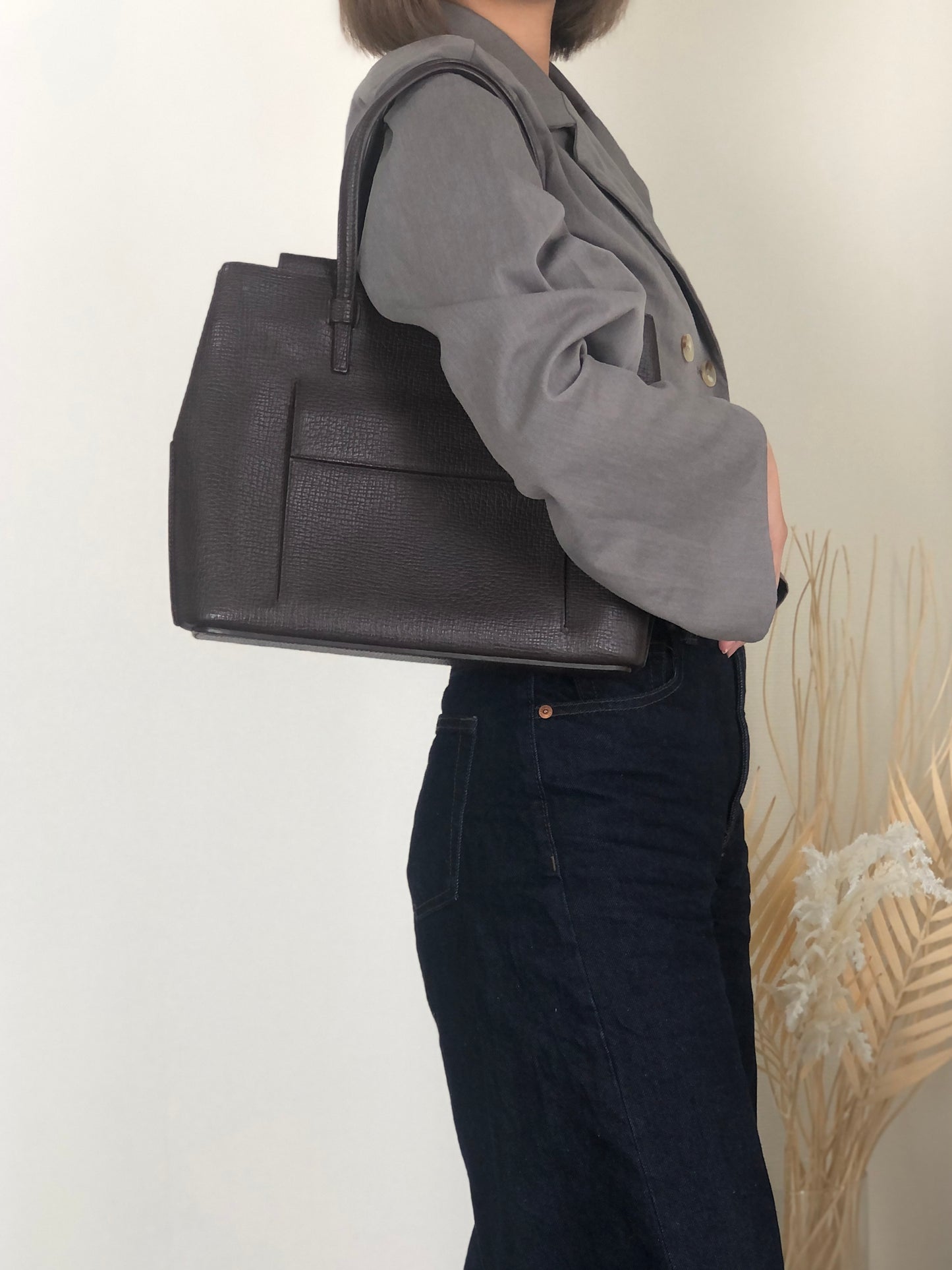 LOEWE Logo Embossed Handbag Brown Vintage zfvfp7