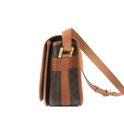 CELINE Macadam Blason Half Circle Crossbody Shoulder bag Brown vintage Old Celine x562cx