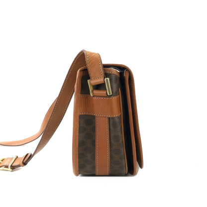 CELINE Macadam Blason Half Circle Crossbody Shoulder bag Brown vintage Old Celine x562cx