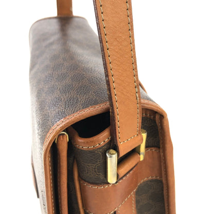 CELINE Macadam Blason Half Circle Crossbody Shoulder bag Brown vintage Old Celine x562cx