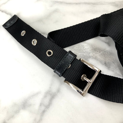 PRADA Triangle logo Nylon Waist bag Black Vintage sh566s