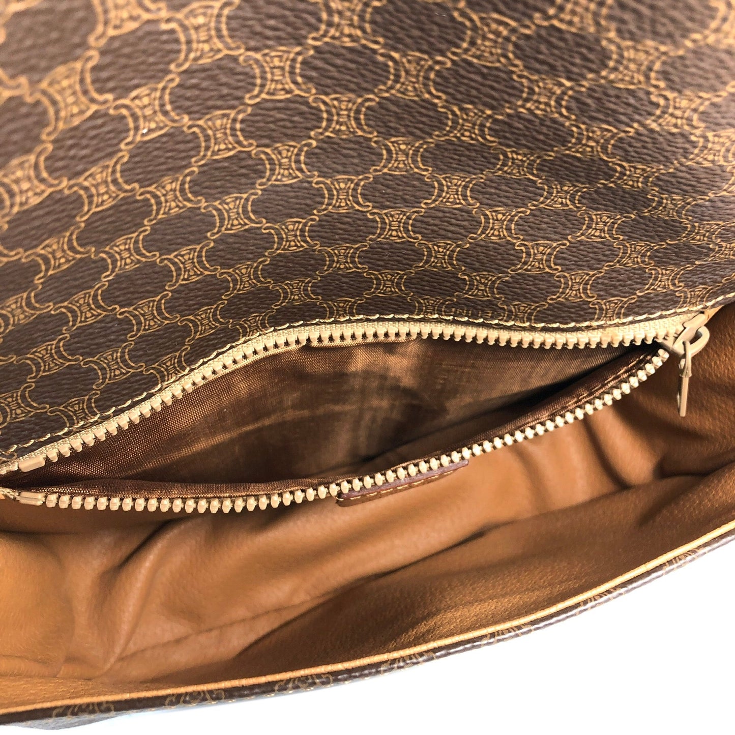 CELINE Macadam Front buckle Flap Shoulder bag Brown Vintage Old CELINE zex7ax