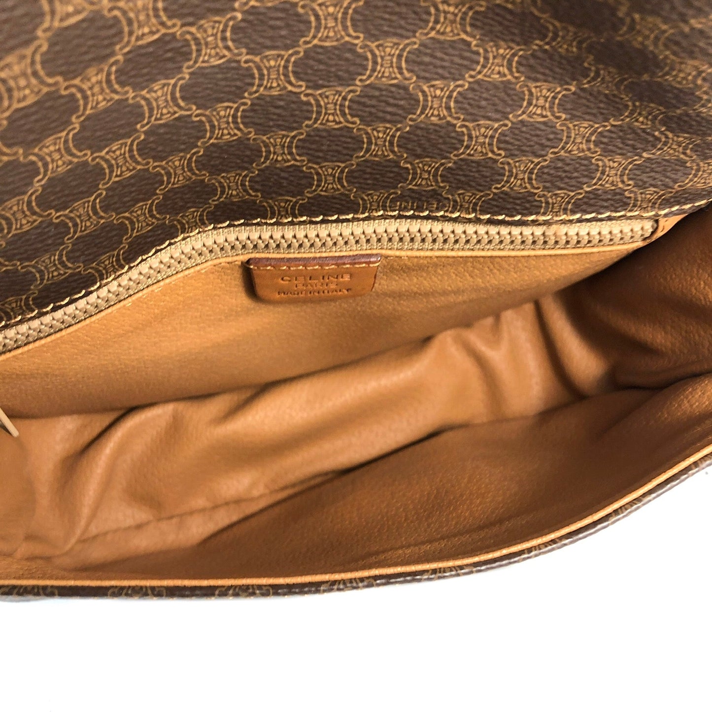 CELINE Macadam Front buckle Flap Shoulder bag Brown Vintage Old CELINE zex7ax