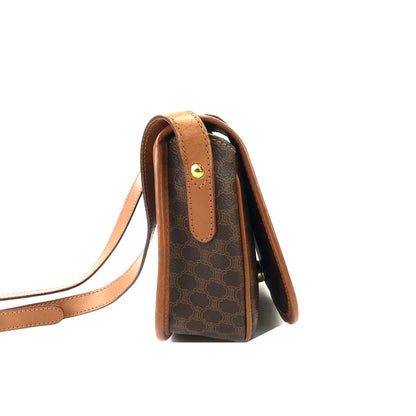 CELINE Macadam Front buckle Flap Shoulder bag Brown Vintage Old CELINE zex7ax