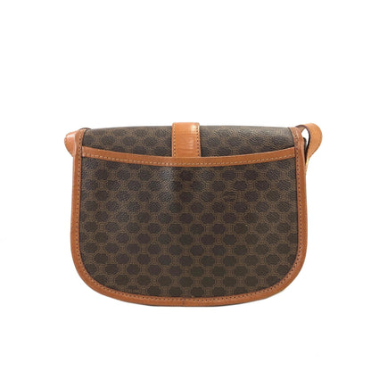 CELINE Macadam Front buckle Flap Shoulder bag Brown Vintage Old CELINE zex7ax