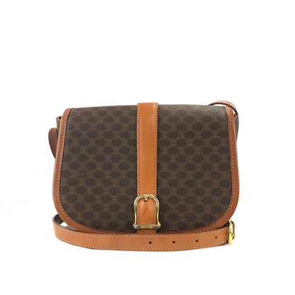 CELINE Macadam Front buckle Flap Shoulder bag Brown Vintage Old CELINE zex7ax
