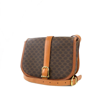CELINE Macadam Front buckle Flap Shoulder bag Brown Vintage Old CELINE zex7ax