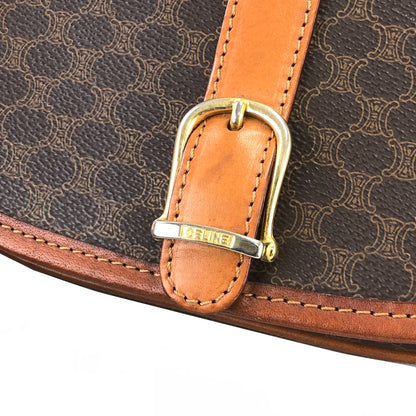 CELINE Macadam Front buckle Flap Shoulder bag Brown Vintage Old CELINE zex7ax