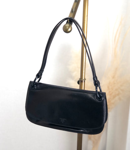 PRADA Logo Flap Shoulder bag Black Vintage wipuwn